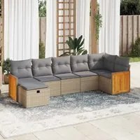 Set Divani da Giardino 7 pz con Cuscini Beige in Polyrattan 3326042