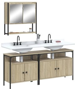 Set Mobili Da Bagno 3 Pz Rovere Sonoma İn Legno Multistrato /