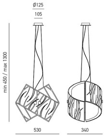 Lampadario Contemporaneo Agnese Metallo Finitura Cromo 2 Luci E27 53Cm