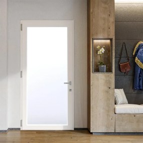Portoncino d'ingresso DOLCETTI in PVC con vetro satinato L 80 x H 210 cm in PVC bianco, apertura spingere a sinistra, falso telaio non incluso