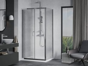 Mexen Apia cabina doccia scorrevole 120 x 90 cm, trasparente, cromo + piatto Flat - 840-120-090-01-00-4010
