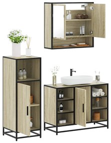 Set Mobili Da Bagno 3 Pz Rovere Sonoma İn Legno Multistrato /