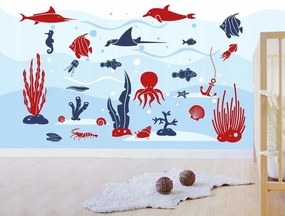 Adesivo murale mondo sottomarino 100 x 75 cm