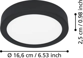 Eglo 901297-LED Plafoniera FUEVA LED/7,5W/230V 2700/4000/6500K Ø16,6 cm nera