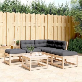 Set divani giardino 5 pz con cuscini in legno massello di pino
