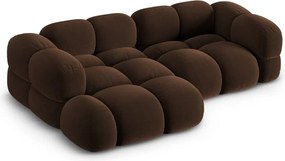 Divano angolare marrone scuro (con penisola a sinistra/con chaise lounge) con rivestimento in velluto Loretto – Cosmopolitan Design