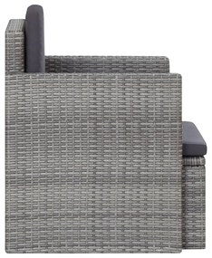 Sedia da giardino con cuscini in polyrattan grigio