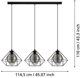 Eglo 43483 - Lampadario a sospensione con filo VERNHAM 3xE27/40W/230V