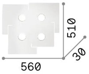 Plafoniera Moderna Totem Metallo Bianco 4 Luci Gx53 9W 3000K Luce Calda