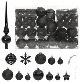 Set Palline di Natale 111 pz in Polistirene, Nero