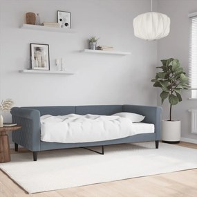 Divano Letto Con Materasso Grigio Scuro 90x190 Cm İn Velluto /