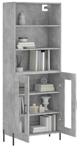 Credenza grigio cemento 69,5x34x180 cm in legno multistrato