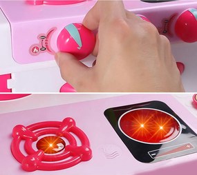 Cucina Giocattolo Bambini con Luci e Suoni 34 Accessori Gioco 87x78x29cm Rosa...