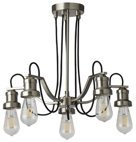 Lampadario Contemporaneo Olivia Acciaio Argento 5 Luci E27