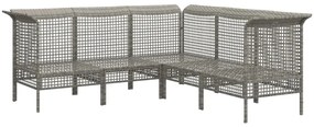 Set divani da giardino 5 pz con cuscini in polyrattan grigio