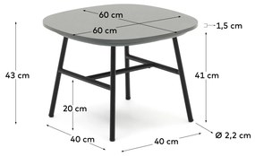 Kave Home - Tavolino Bramant in acciaio finitura nera 60 x 60 cm