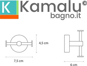 Kamalu - Appendiabiti bagno con doppio gancio laterale in acciaio inox satinato | Monde-S
