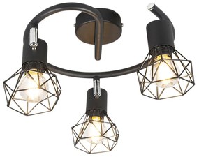 Faretto Art Déco nero orientabile 3 luci - Mosh