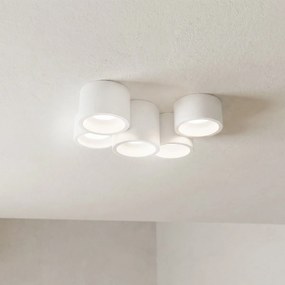 Plafoniera Rotonda 5xGX53 a Cilindri in Gesso Pitturabile - serie VOLUMI