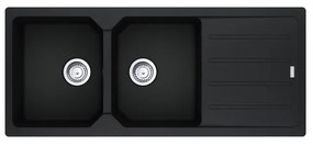 Lavello sopratop 2 vasche con gocciolatoio laterale destro o sinistro FRANKE City fragranite L 50 x L 116 cm nero