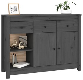 Credenza grigia 100x35x74 cm in legno massello di pino