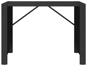 Tavolo bar con piano in vetro nero 145x80x110 cm polyrattan