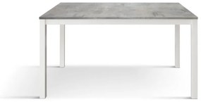 Tavolo RAVENNA in legno finitura grigio cemento e struttura in metallo bianco 110&#215;68 cm