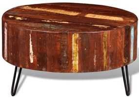 Tavolino da caffè in legno massello di recupero rotondo