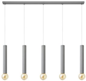 Lampadario a sospensione con filo TUBA 5xE27/15W/230V grigio