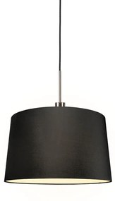 Lampada a sospensione acciaio paralume 45 cm nero - COMBI 1
