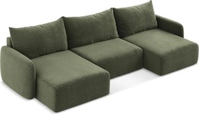 Divano angolare verde allungabile/con contenitore Kalena – Makamii