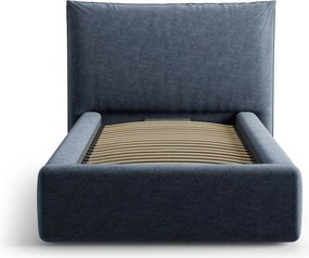 Letto singolo imbottito blu scuro con contenitore con rete inclusa 90x200 cm Kaelle – Micadoni