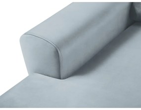 Divano angolare azzurro allungabile e con contenitore (con penisola a sinistra/con chaise lounge) con rivestimento in velluto Kyoto – Cosmopolitan Design