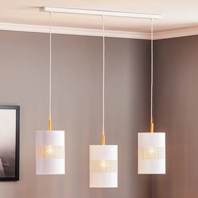 TK Lighting Lampada a sospensione Bogart, 3 luci, bianco/oro