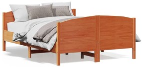 Giroletto Senza Materasso Marrone Cera 160x200 Cm Legno Di Pino /
