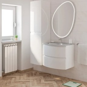 Mobile sottolavabo e lavabo Vague bianco lucido L 69 x H 55 x P 52 cm 1 vasca 2 cassetti