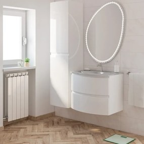 Mobile sottolavabo e lavabo Vague per vasca centrale bianco lucido L 69 x H 55 x P 52 cm 2 cassetti