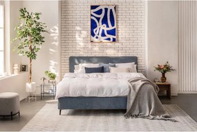 Letto matrimoniale imbottito blu con materasso incluso/con rete inclusa 160x200 cm Noira Slim – Bonami Selection