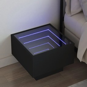 Comodino con led infinity nero 40x40x30 cm