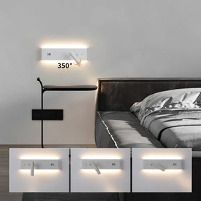 Brilagi-LED Faretto da parete con porta USB NOCTIS LED/3W/230V+LED/9W bianco