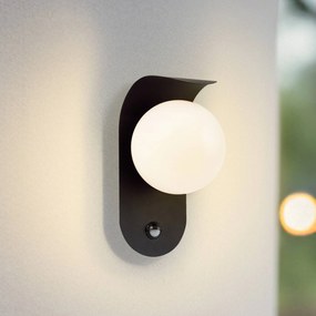 Lindby Applique da esterni LED, sensore, nero/bianco, alluminio Lacie, Nero, Alluminio, Moderno
