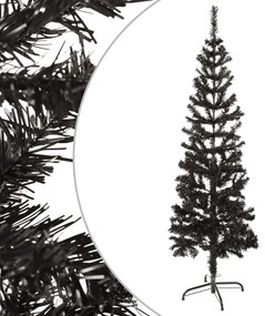 Albero di Natale Artificiale Sottile con Base Nero in PVC, 120 cm / Naturale