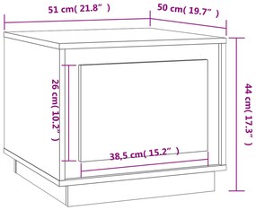 Tavolino da Salotto Bianco 51x50x44 cm in Legno Multistrato