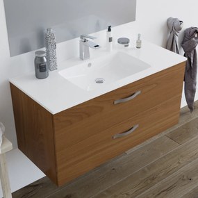 Mobile bagno LINDA100 Rovere Scuro con lavabo e specchio - 8210 - CON LUCE LED