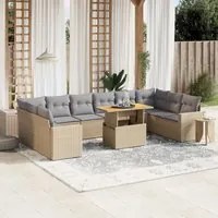 Set Divani da Giardino 11 pz con Cuscini Beige in Polyrattan 3271486