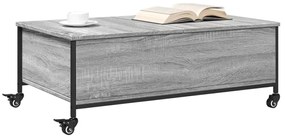 Tavolino con ruote grigio sonoma 91x55x34 cm legno multistrato