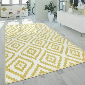 Tappeto Arredo a Pelo Corto Etnico  Colore Giallo, Dimensioni cm 200x280