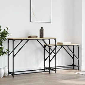 Tavoli Consolle Impilabili 2pz Rovere Sonoma Legno Multistrato /