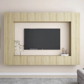 Set Di Mobili Porta Tv 8 Pz Rovere Sonoma İn Legno Multistrato /