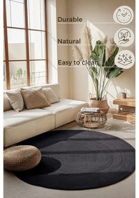 Tappeto rotondo nero in iuta reversibile/tessuto a mano ø 140 cm Braided – Hanse Home